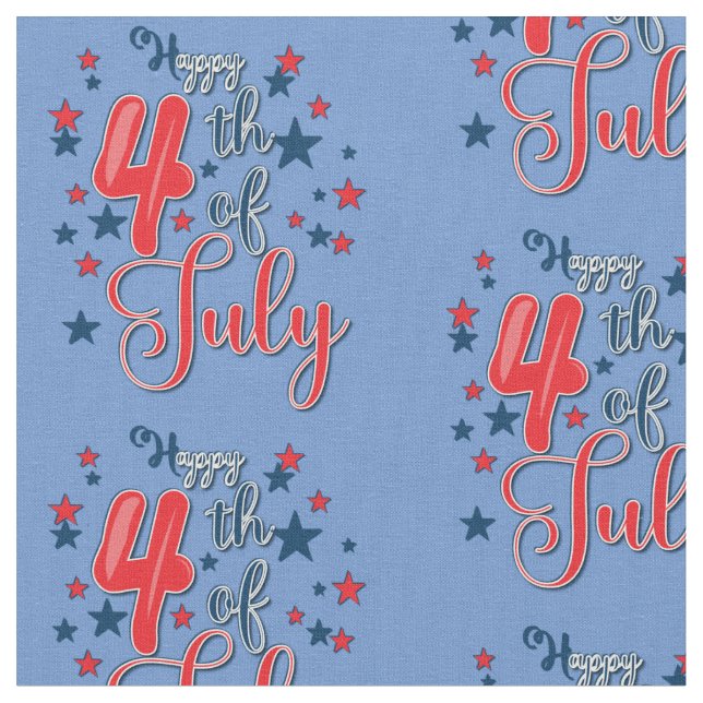 Tissu Joyeux 4 Juillet Rouge Blanc Bleu (Fermer)