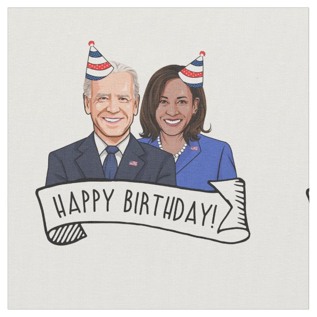 Tissu Joyeux anniversaire de Joe et Kamala (Fermer)