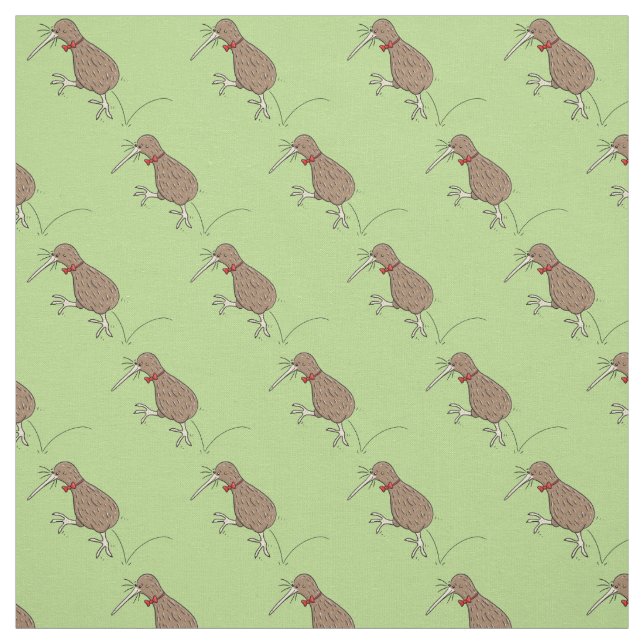 Tissu Joyeux kiwi de saut avec dessin de cravate arc (Échantillon)