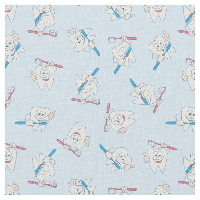 Tissu Joyeux Motif de dents de brossage (Fermer)