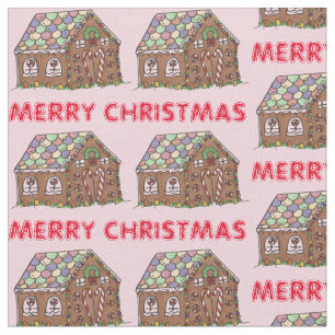 Tissu Joyeux Noël Gingerbread Maison Fêtes Noël