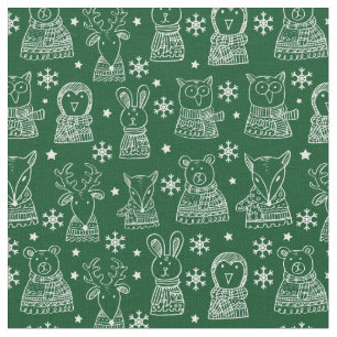Tissu Joyeux Noël mignonne Motif animal de vacances