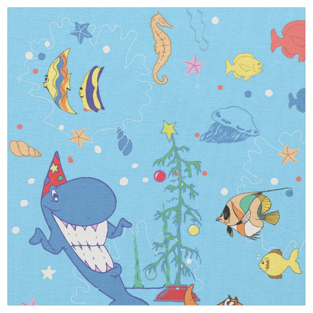 Tissu Joyeux Noël Shark (Fermer)