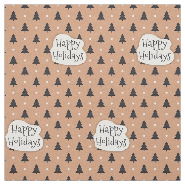 Tissu Joyeux vacances motif de pins (Échantillon)