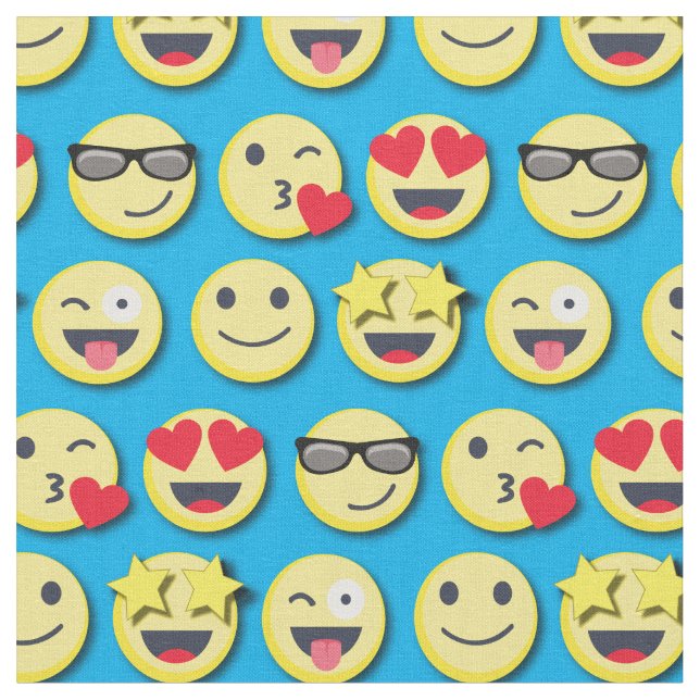 Tissu Joyeux visages mignons sourires (Fermer)