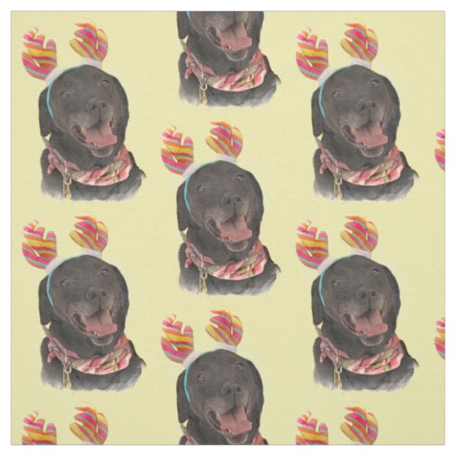 Tissu Joyful Black Labrador Retriever Chien Fabric (Échantillon)