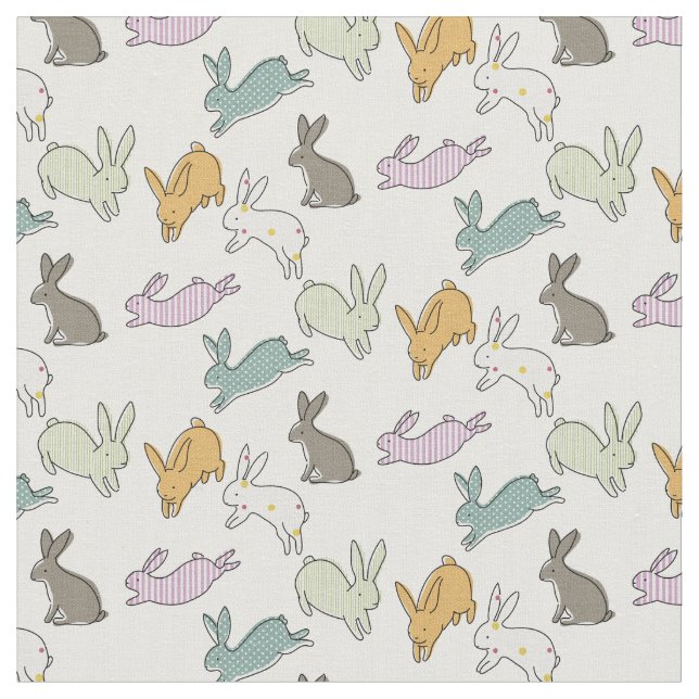 Tissu Jumpy Bunnies (Fermer)
