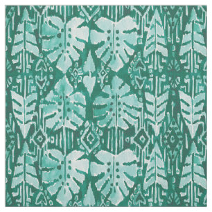 Tissu JUNGLE IKAT Monstera tribal tropical hawaïen