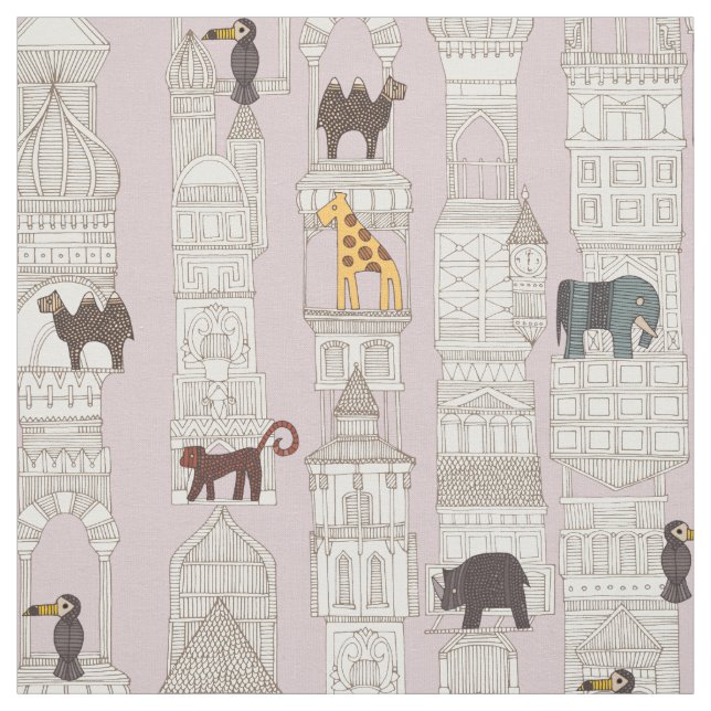 Tissu jungle urbaine rose (Échantillon)