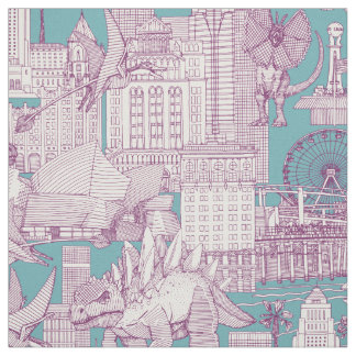 Tissu Jurassic LA toile violet turquoise