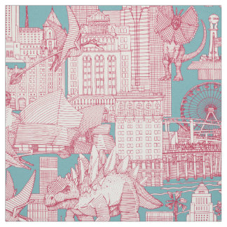 Tissu Jurassic LA toile viva magenta turquoise