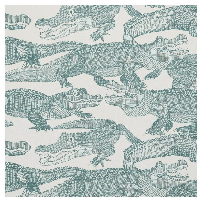 Tissu juste alligators jade (Échantillon)