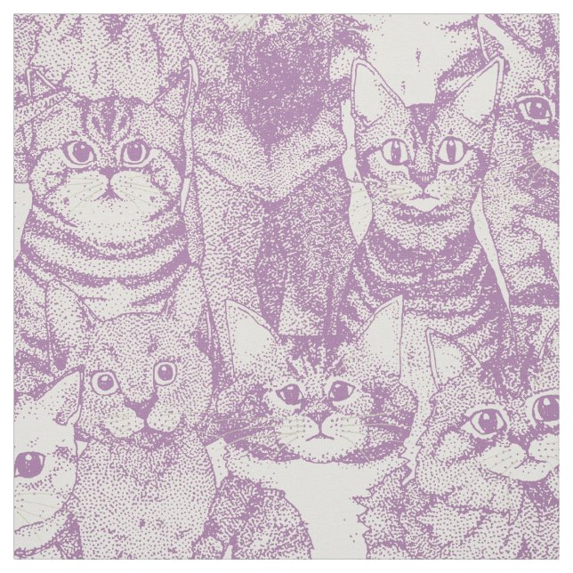 Tissu juste chatons violet (Échantillon)