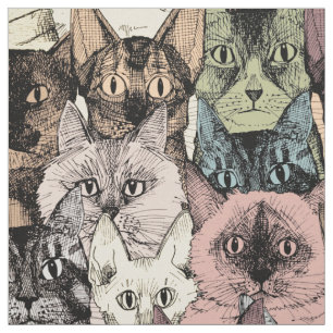Tissu juste chats rétros
