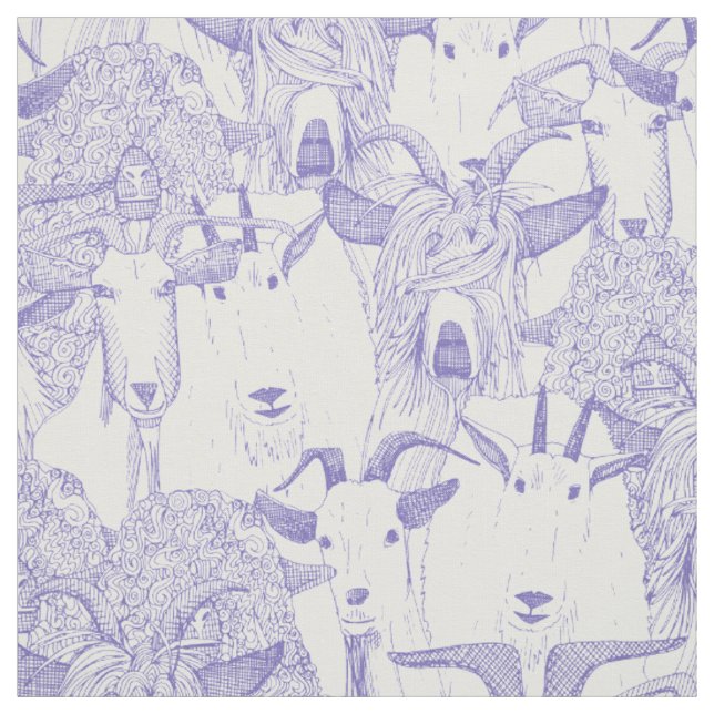 Tissu juste chèvres violet blanc (Échantillon)