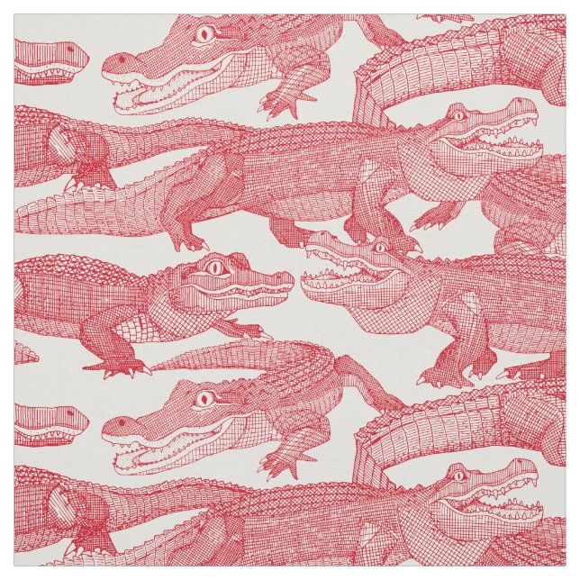 Tissu juste des alligators rouge vermillon (Échantillon)