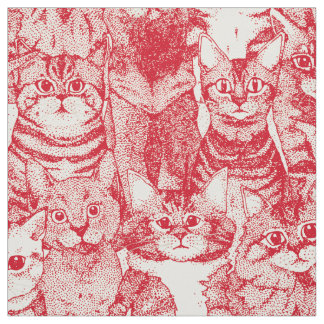 Tissu juste des chatons vermillon rouge