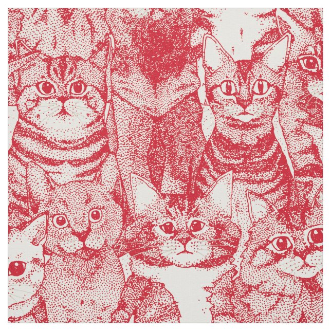 Tissu juste des chatons vermillon rouge (Échantillon)
