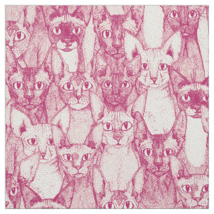 Tissu juste des chats sphynx cerise perle