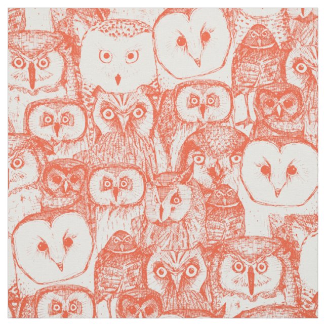Tissu juste des chouettes flamme orange (Échantillon)