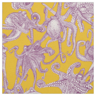 Tissu juste des pieuvres violet jaune