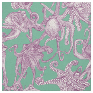 Tissu juste des pieuvres violet menthe vert