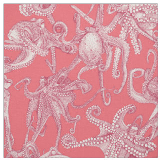 Tissu juste des pieuvres viva magenta rose rose