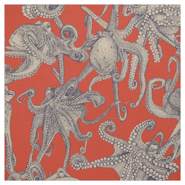 Tissu juste les pieuvres rétro (Échantillon)