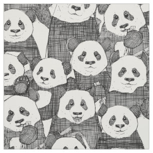 Tissu juste panda porte noir blanc