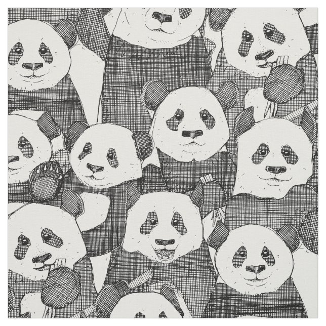 Tissu juste panda porte noir blanc (Échantillon)