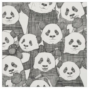 Tissu juste panda porte noir naturel