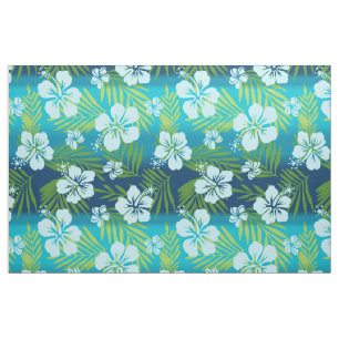 Tissu Kalani Tie Dye Mélange Hibiscus Tropical - Turquoi