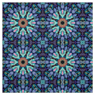 Tissu Kaléidoscope bleu vintage de fractale de merveill