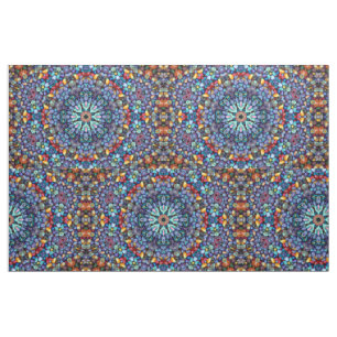 Tissu Kaléidoscope bleu vintage de fractale de merveill