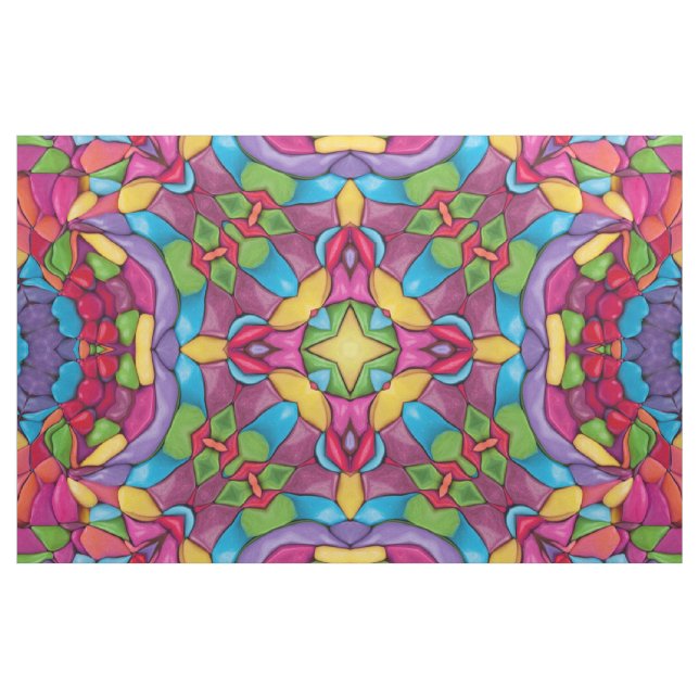 Tissu Kaléidoscope pourpre vintage en verre souillé (Yard)