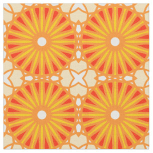 Tissu Kaleidoscope Roue Motif P Blanc Rouge Jaune