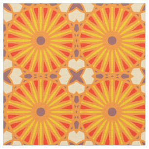 Tissu Kaleidoscope Roue Motif P Brick Rouge Jaune
