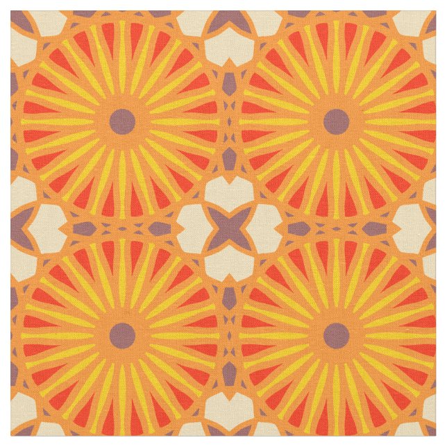 Tissu Kaleidoscope Roue Motif P Brick Rouge Jaune (Fermer)