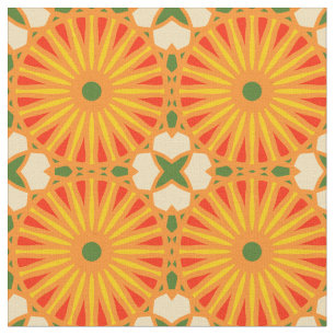 Tissu Kaleidoscope Roue Motif P Vert Rouge Jaune