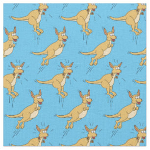 Tissu Kangaroos Cute Kids Cartoon Blue