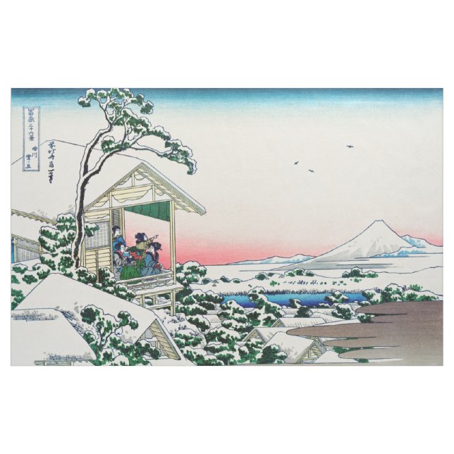 Tissu Katsushika Hokusai - Maison de thé à Koishikawa (Yard)