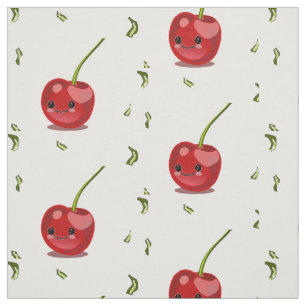 Tissu Kawaii aux fruits de cerise rouge