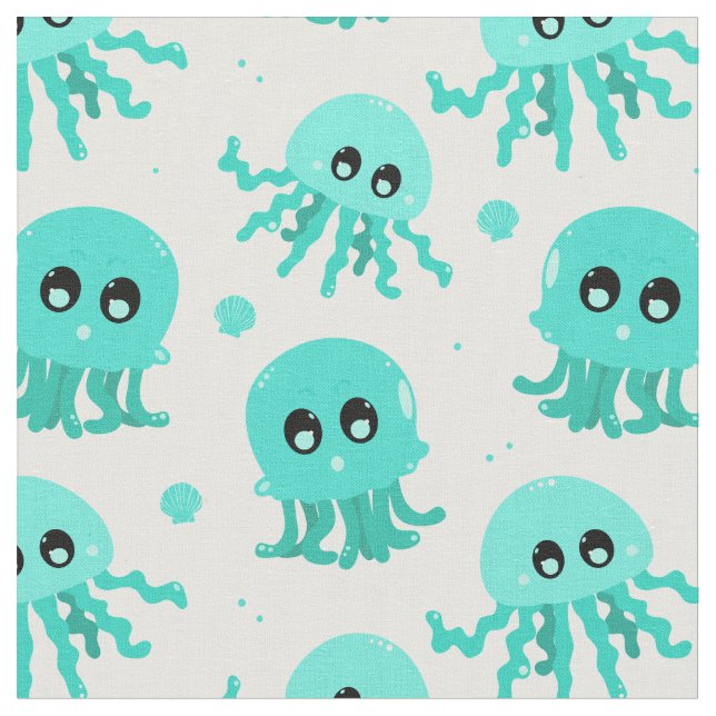Tissu Kawaii Blue Octopus Motif (Fermer)
