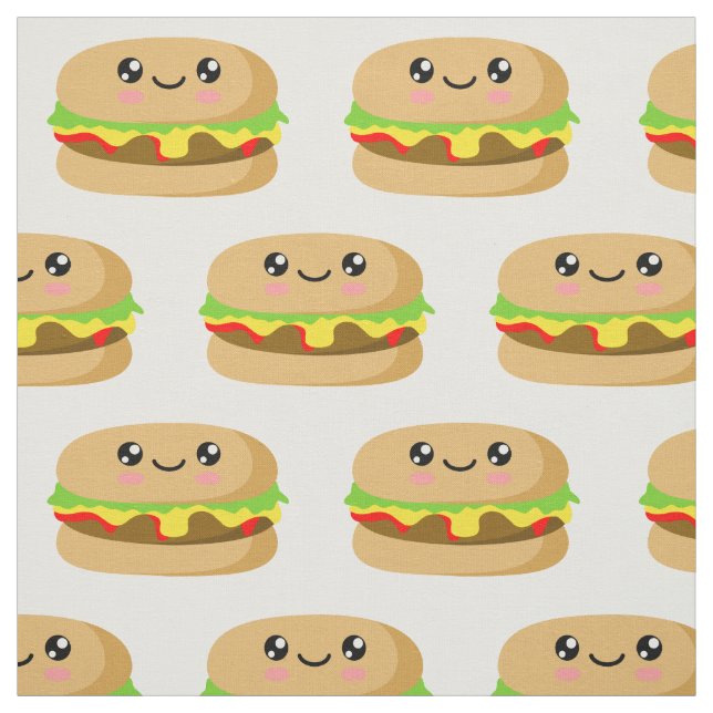 Tissu Kawaii Burger (Échantillon)