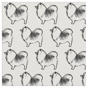 Tissu Keeshond Chien noir et blanc