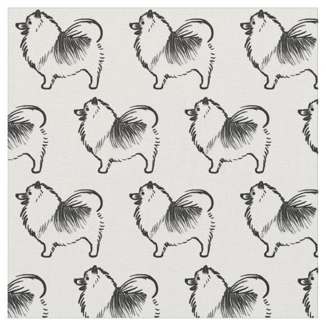 Tissu Keeshond Chien noir et blanc (Fermer)