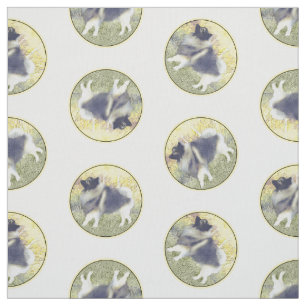 Tissu Keeshond en Aspen Peinture Cute Original Chien Art