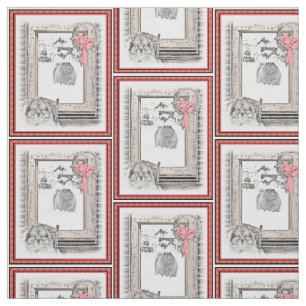 Tissu Keeshond Noël hiver fenêtre Peinture Chien Art