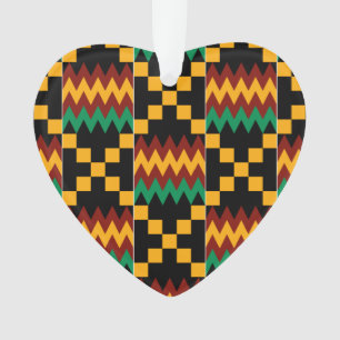 Tissu Kente jaune, vert, rouge, noir