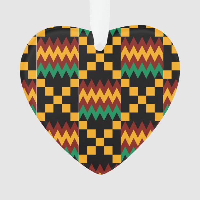 Tissu Kente jaune, vert, rouge, noir (devant)